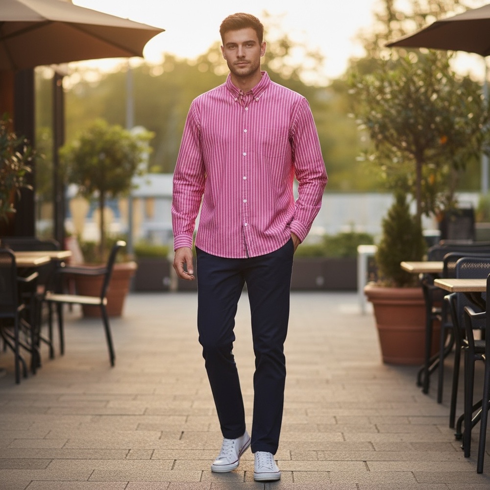 Daniel Cremieux Pink Stripe Oxford Button Down Long Sleeve Shirt Size XL